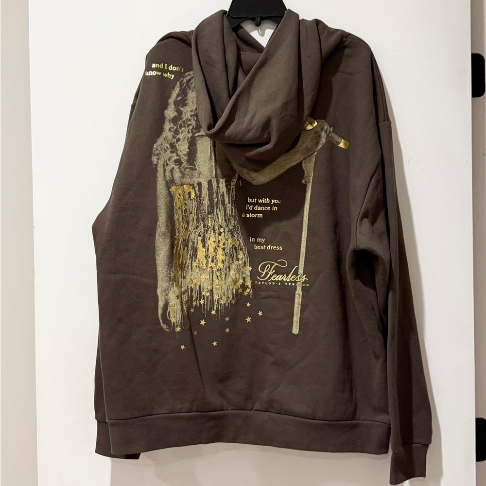 Taylor Swift Brown Hoodie with Gold Stars - Picture 4 of 6